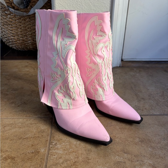 Azalea Wang Shoes - Azalea Wang “Esperanza” Foldover Western Pink Boots
